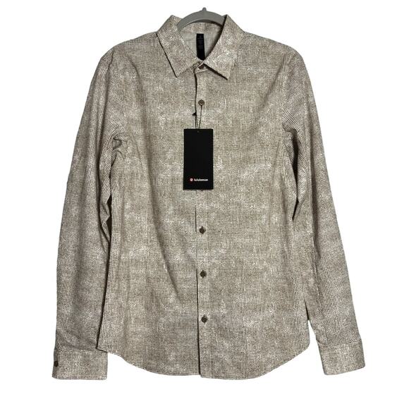 NWT Lululemon Down to the Wire Long Sleeve Shirt SIZE M Tan No-Stink Zinc NEW - Picture 1 of 12